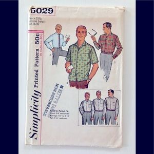 VTG 60’s Shirt uncut sewing pattern neck 15 1/2
